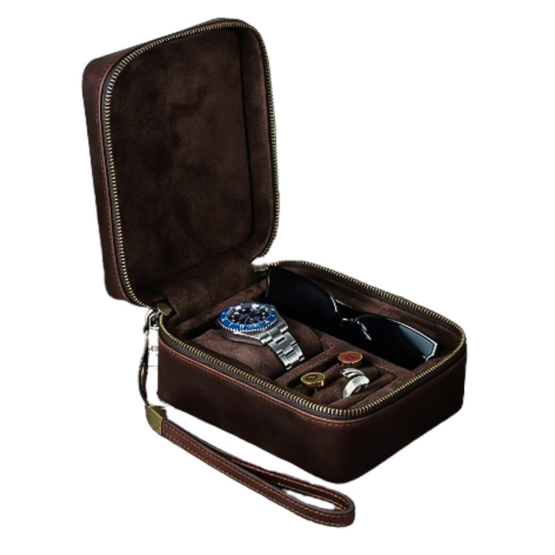 Boîte de Voyage Homme pour Montre et Lunettes