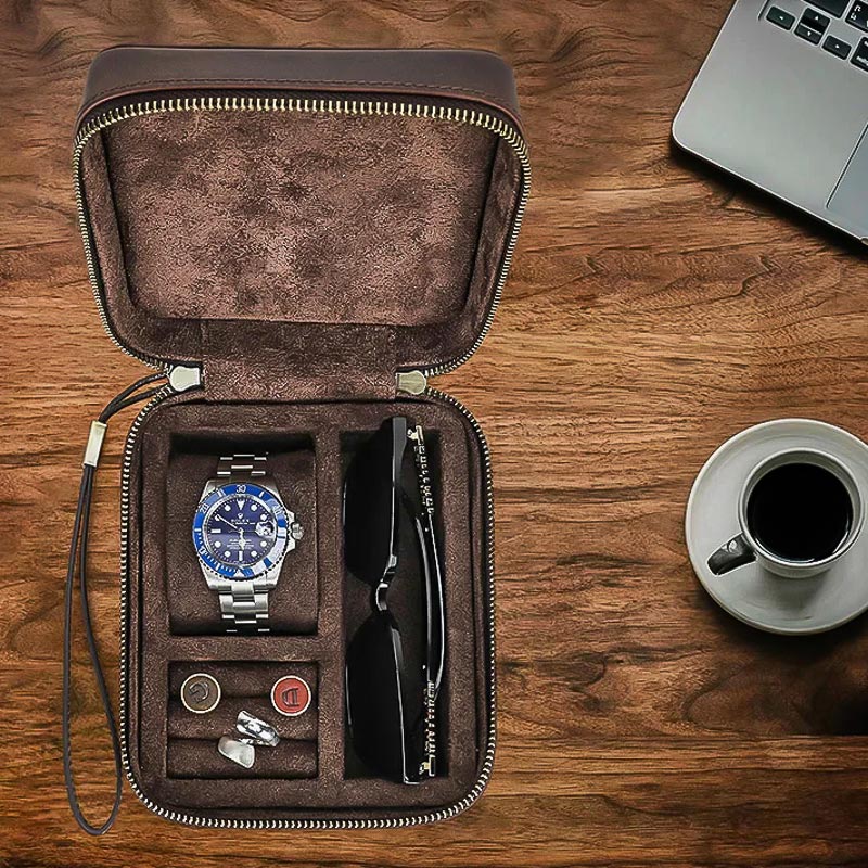 Boîte de Voyage à Montre et Lunettes