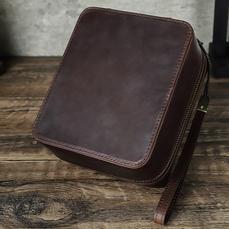 Boîte à Montre de Voyage pour Homme en Cuir Véritable