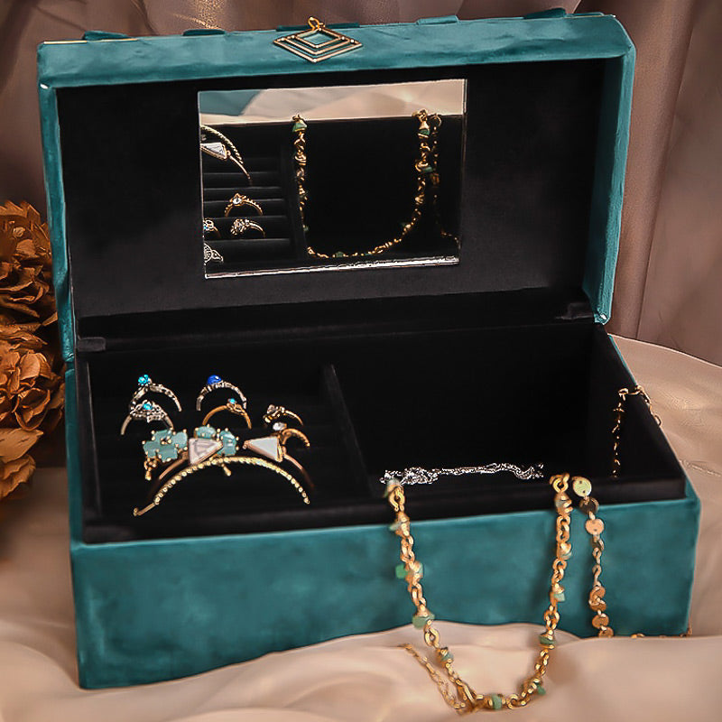 Vue intérieure Boîte de Rangement en Velours pour Bijoux