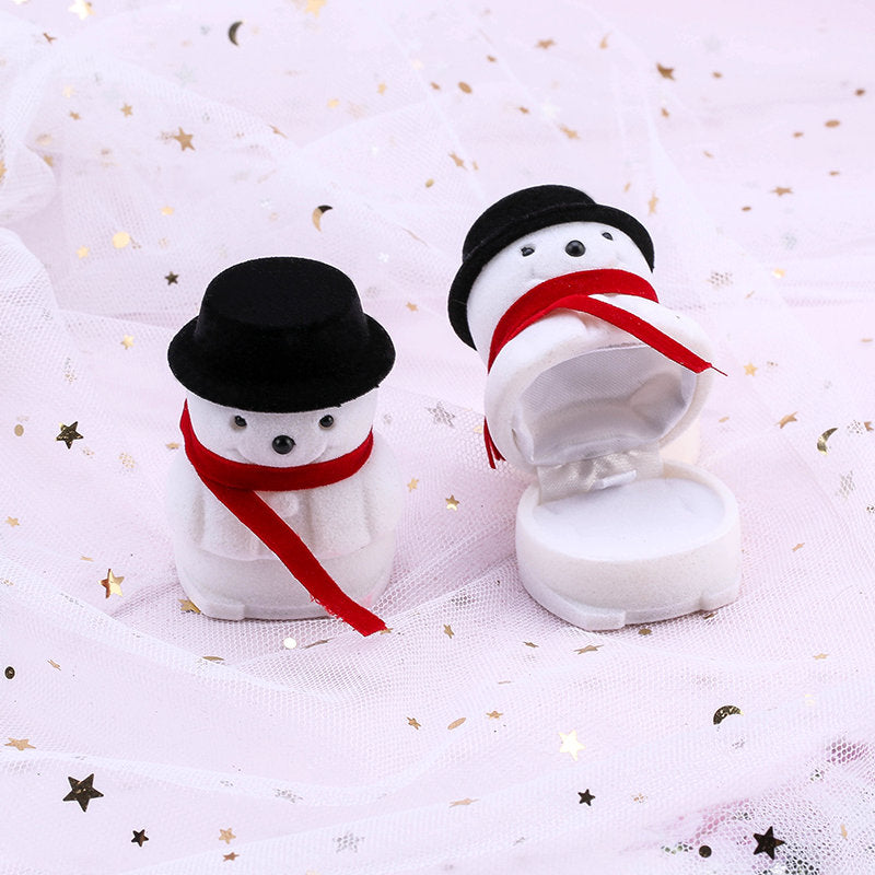 Boîte à Bague Bonhomme de neige au chapeau noir