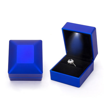 Boîte à Bague Lumineuse bleu saphir