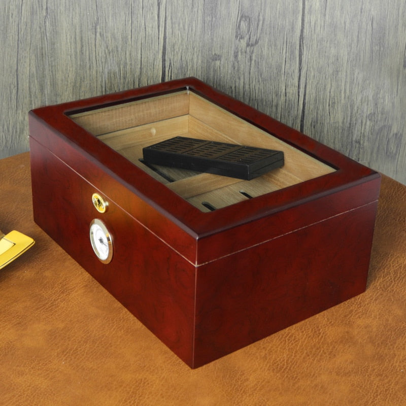 boite à Cigares en Bois de Cèdre avec Humidificateur et Hygromètre
