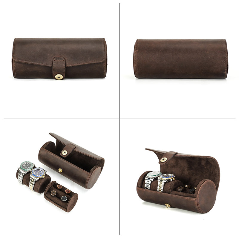 Boîte à Montres de Voyage en Cuir Homme