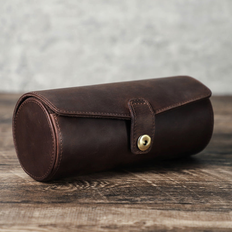 Boîte à Montre de Voyage en Cuir Véritable de la Salle Des Coffres