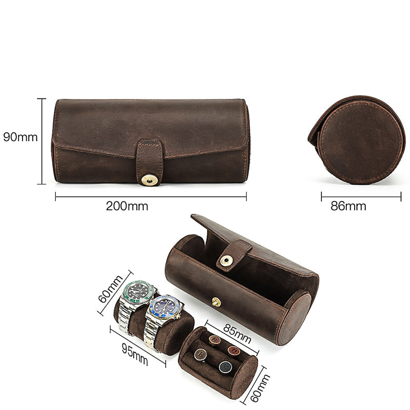 Dimensions de la Boîte à Montres de Voyage en Cuir pour Homme
