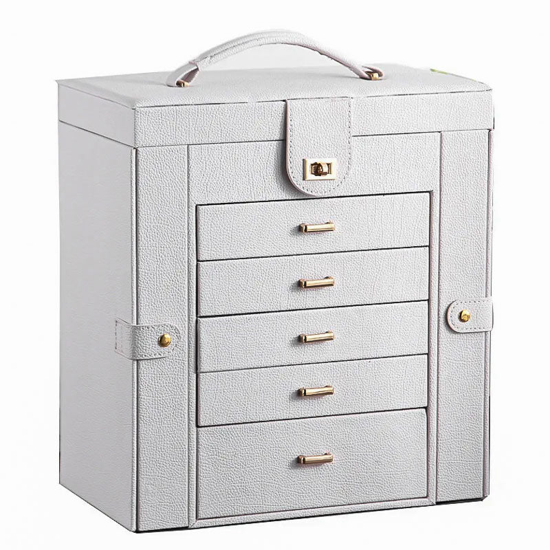 Boîte à bijoux en cuir avec tiroir, coffret à bijoux 2 couches grande capacité avec boîte de Boîte à bijoux en cuir avec tiroir, coffret à bijoux 2 couches grande capacité avec boîte de