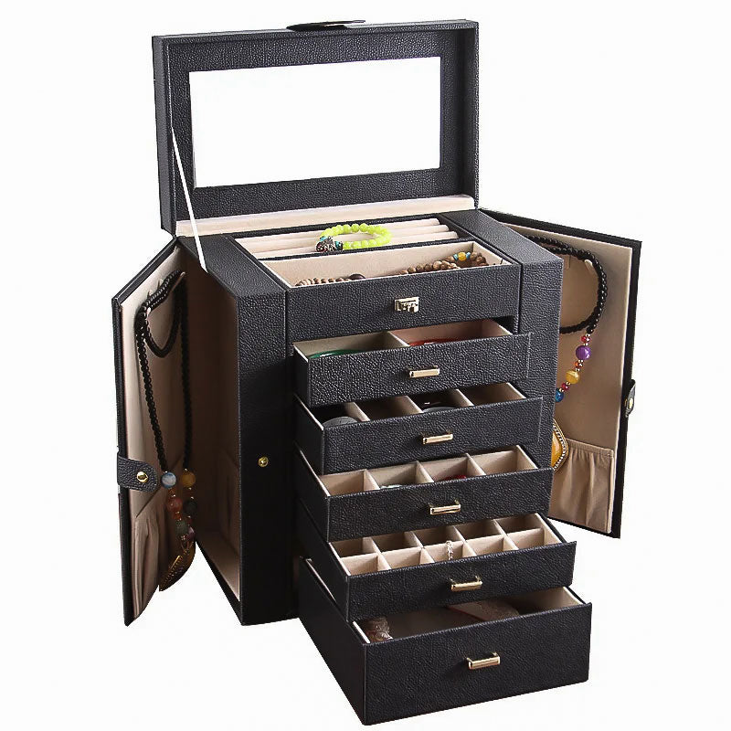 Belle Boîte à Bijoux noire de Grande Contenance de la Salle des Coffres