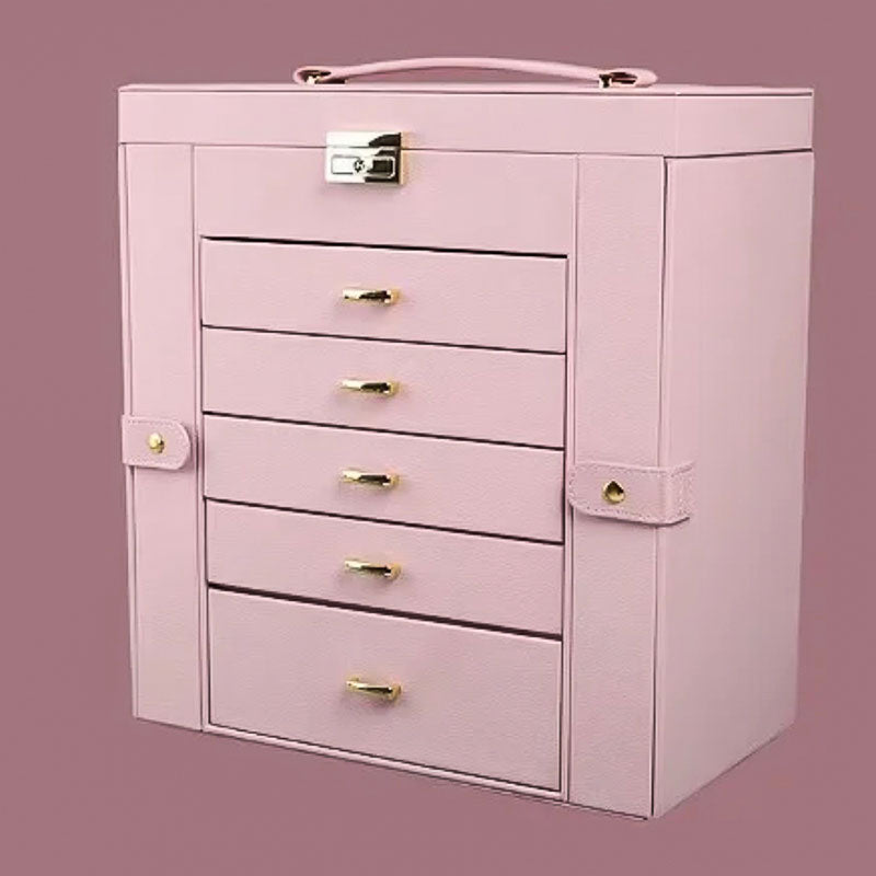 Belle Boîte à Bijoux rose de Grande Contenance