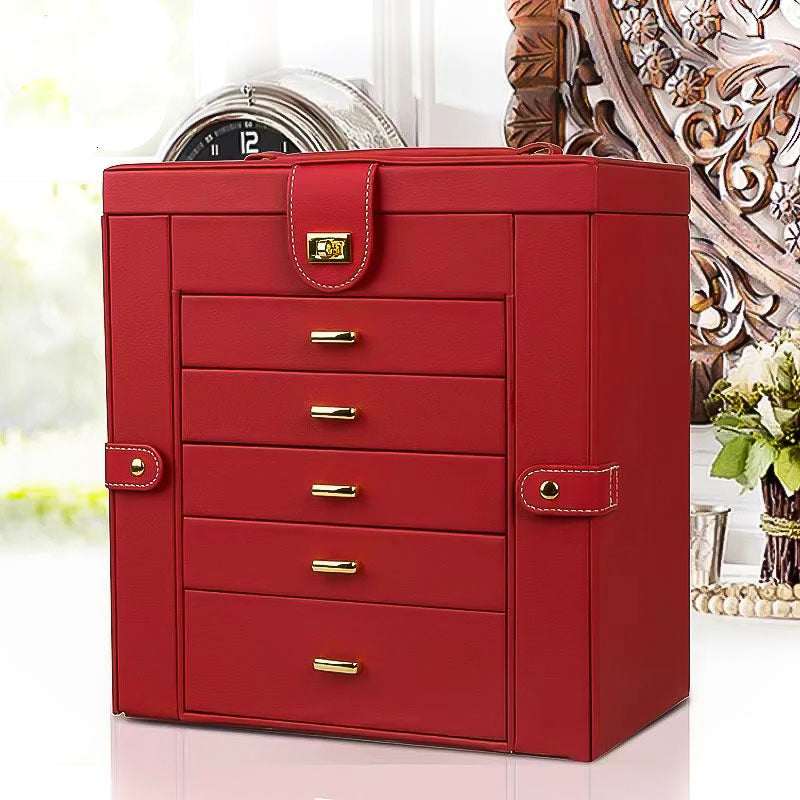 Boîte à Bijoux rouge de Grande Contenance