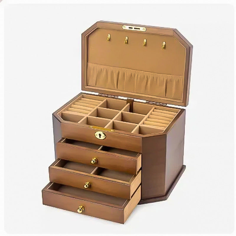 Boîte à Bijoux Bois 3 Tiroirs couleur chêne