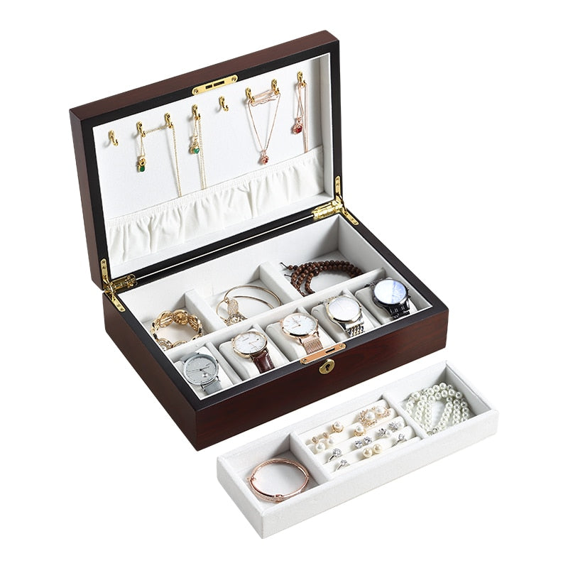 Transylvanyart Boîte à bijoux mystère en bois avec serrure à clé,  compartiments secrets, boîte à bijoux pour femme, cadeau unique, rouge  foncé : : Mode