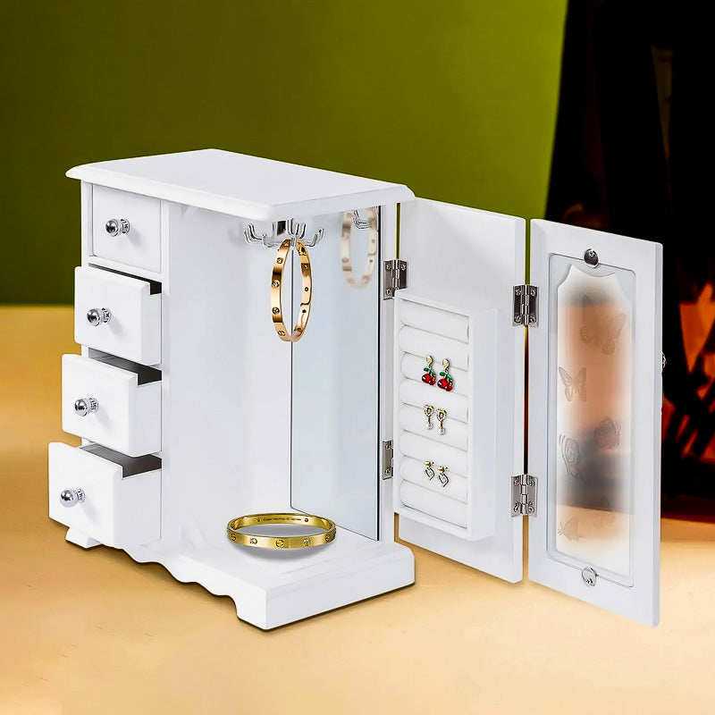 Boîte à Bijoux en Bois Blanc pour Jeune Fille