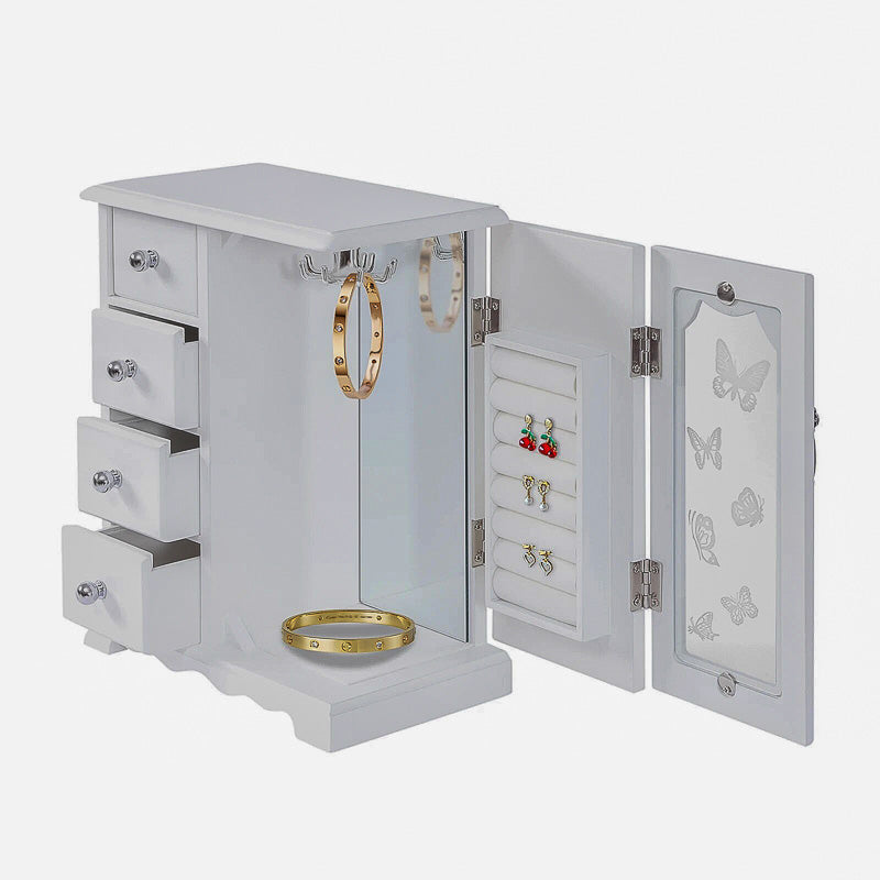 Boîte à Bijoux Blanche en Bois pour Jeune Fille