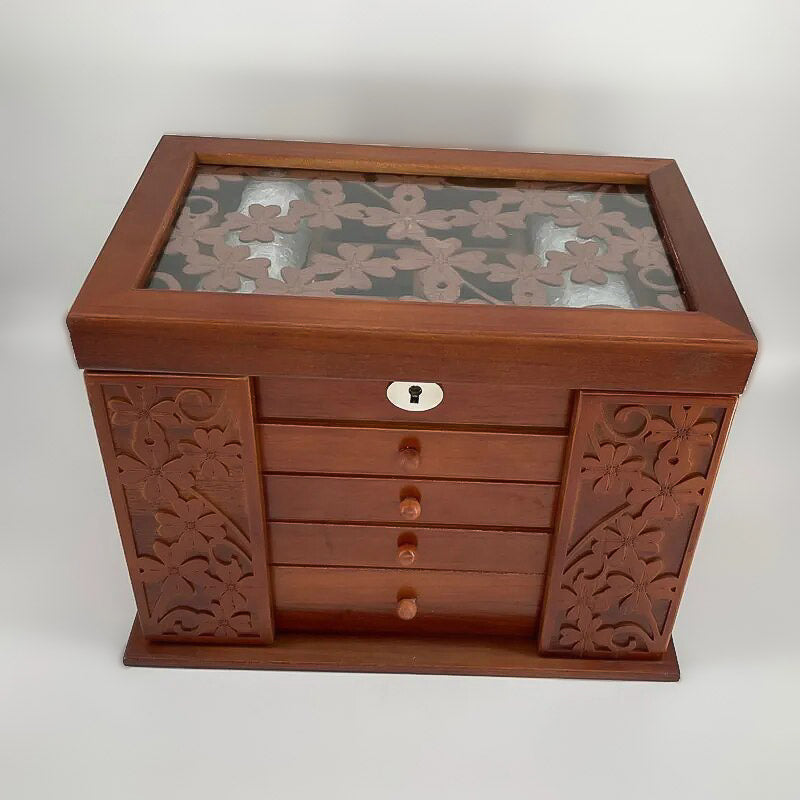 Boîte à Bijoux à reliefs en Bois avec serrure