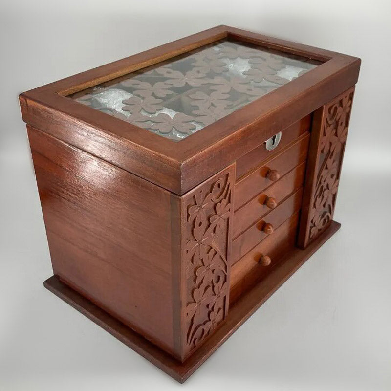 Boîte à Bijoux en Bois à Reliefs avec tiroirs