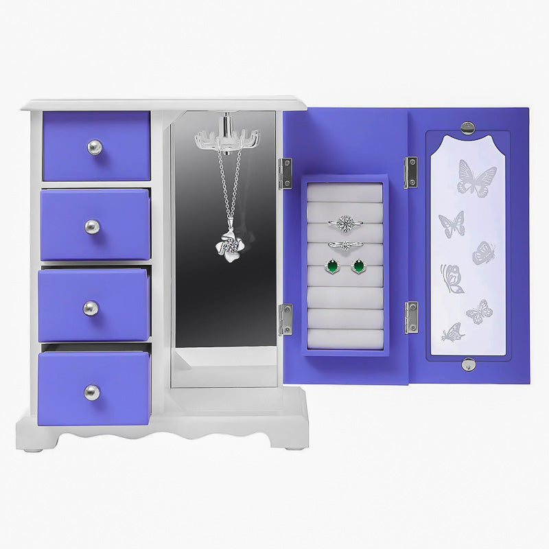 Boîte à Bijoux en Bois Violet pour Adolescente