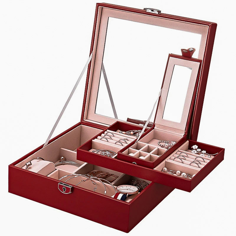 Boîte à Bijoux et Maquillage coloris rouge