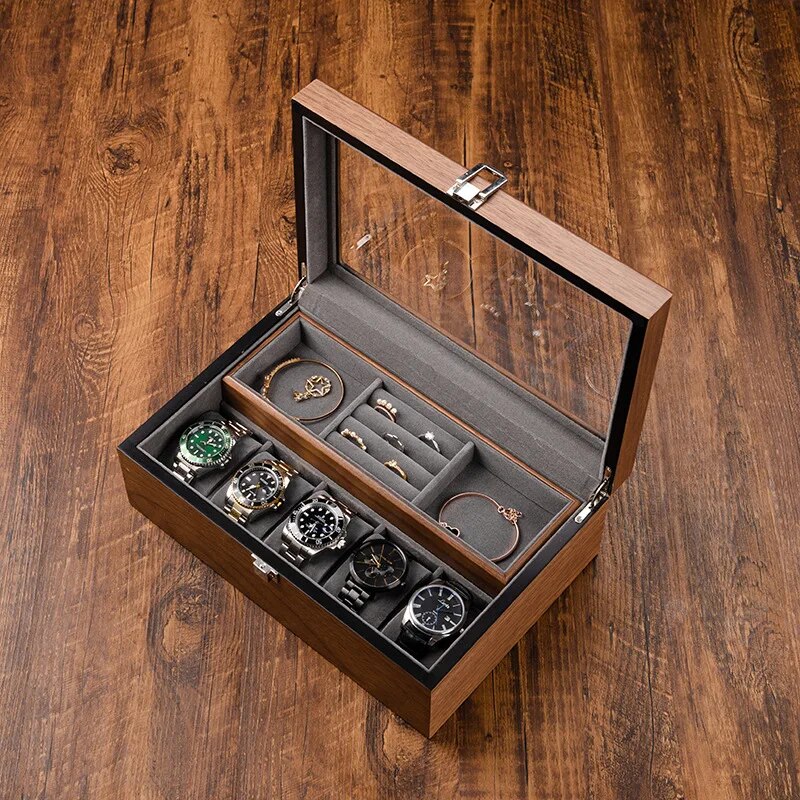 Boîte à Bijoux Femme ou Homme grand format avec couvercle en verre