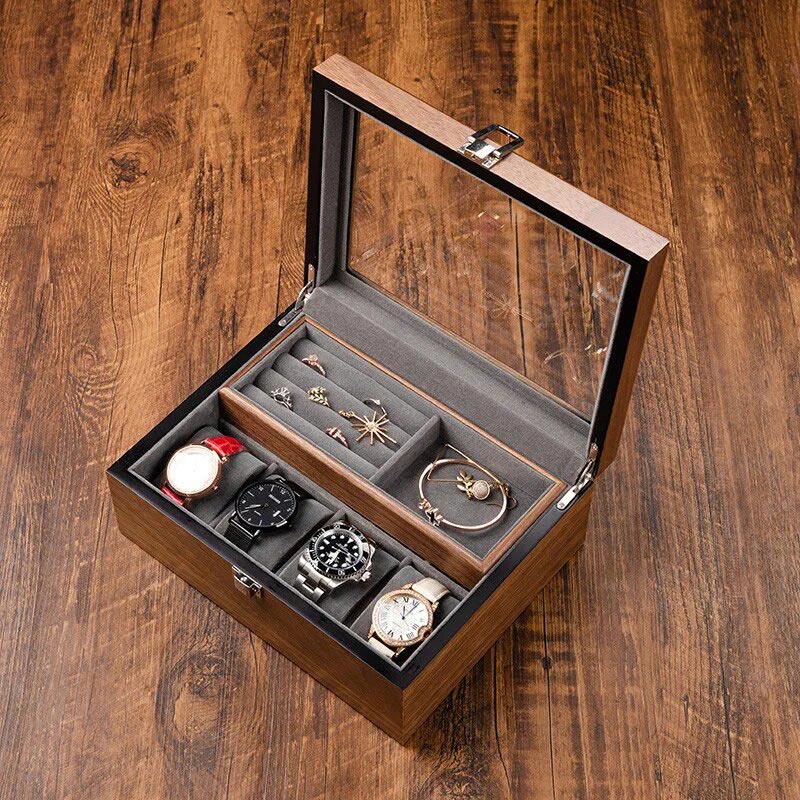 Boîte à Bijoux Femme ou Homme petit format couvercle verre