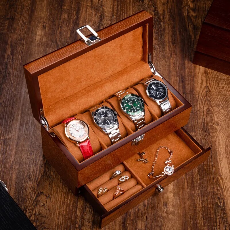 Boîte à Bijoux et Montres en Bois couleur Noyer