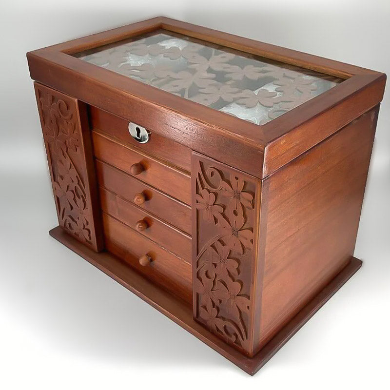 Boîte à Bijoux en Bois avec Reliefs sculptés