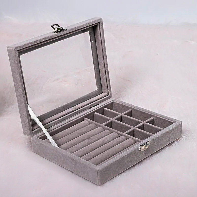 Boîte à Bijoux en Velours gris pour Fille