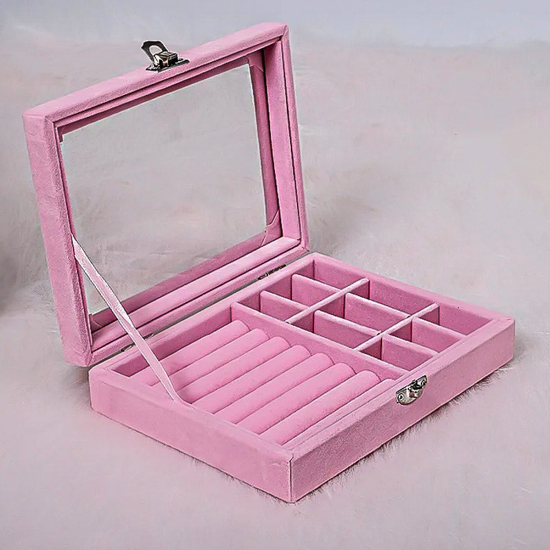 Boîte à Bijoux en Velours rose pour Fille