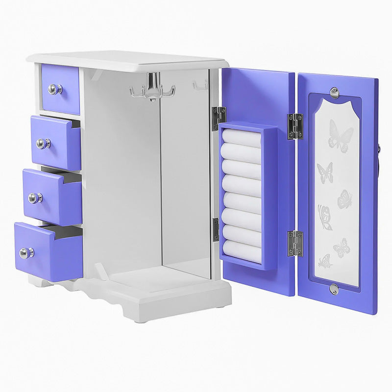 Boîte à Bijoux violette en Bois pour Jeune Fille