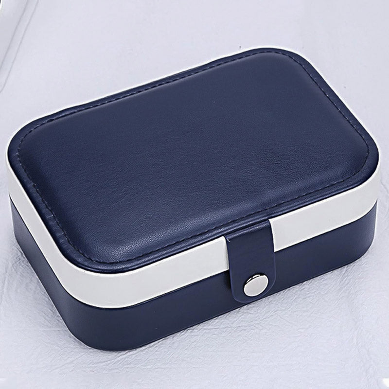 Boîte à Bijoux de Voyage en Cuir PU bleu