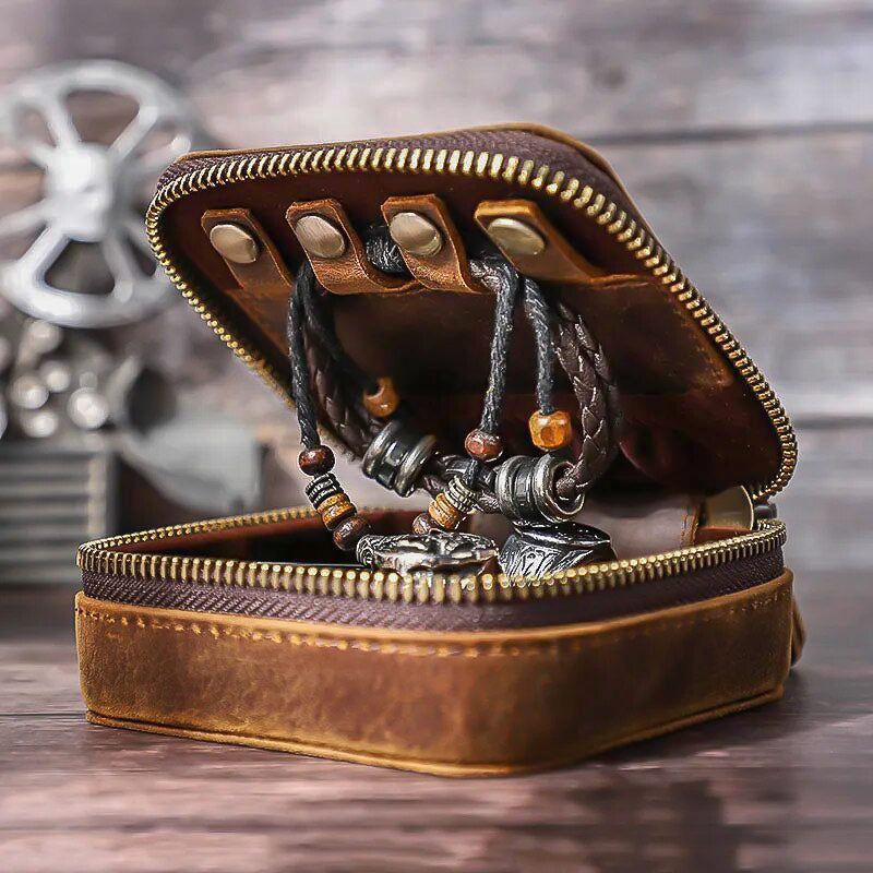Boîte à Bijoux de Voyage en Cuir pour Homme