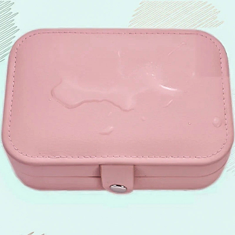 Boîte à Bijoux de Voyage en Cuir PU rose imperméable
