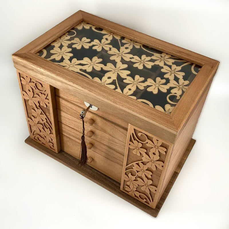 Transylvanyart Boîte à bijoux mystère en bois avec serrure à clé