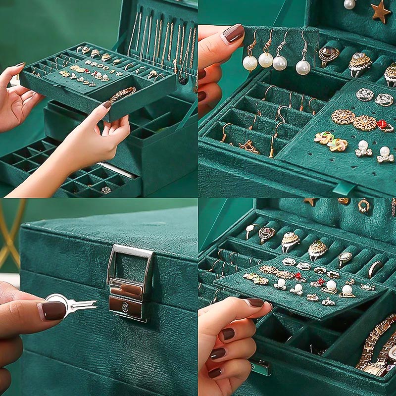 Boîte en Velours avec Tiroirs pour Bijoux de la Salle Des Coffres