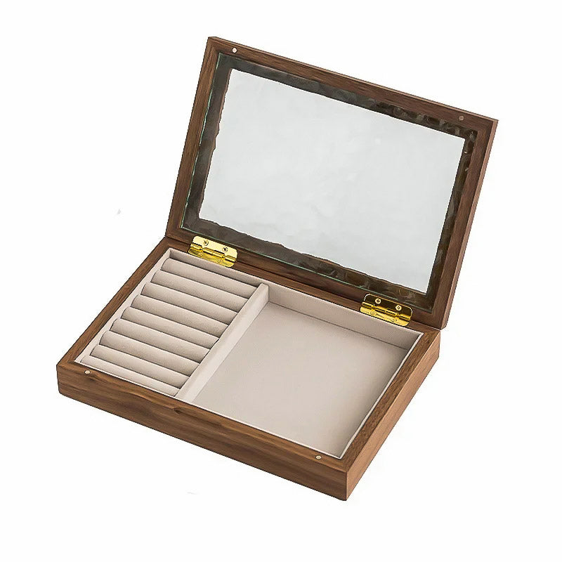 Coffret à Bijoux en Bois et Verre Ancien