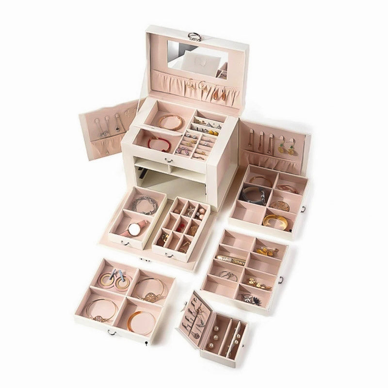 Détail de tous les emplacement à Bijoux de la Grande Boîte en Cuir PU