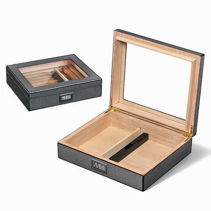 Petit Humidor couleur Carbone avec Hygromètre et Humidificateur