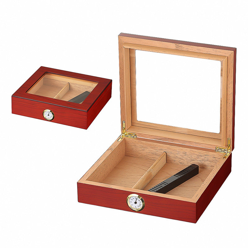 Petit Humidor rouge avec Hygromètre et Humidificateur
