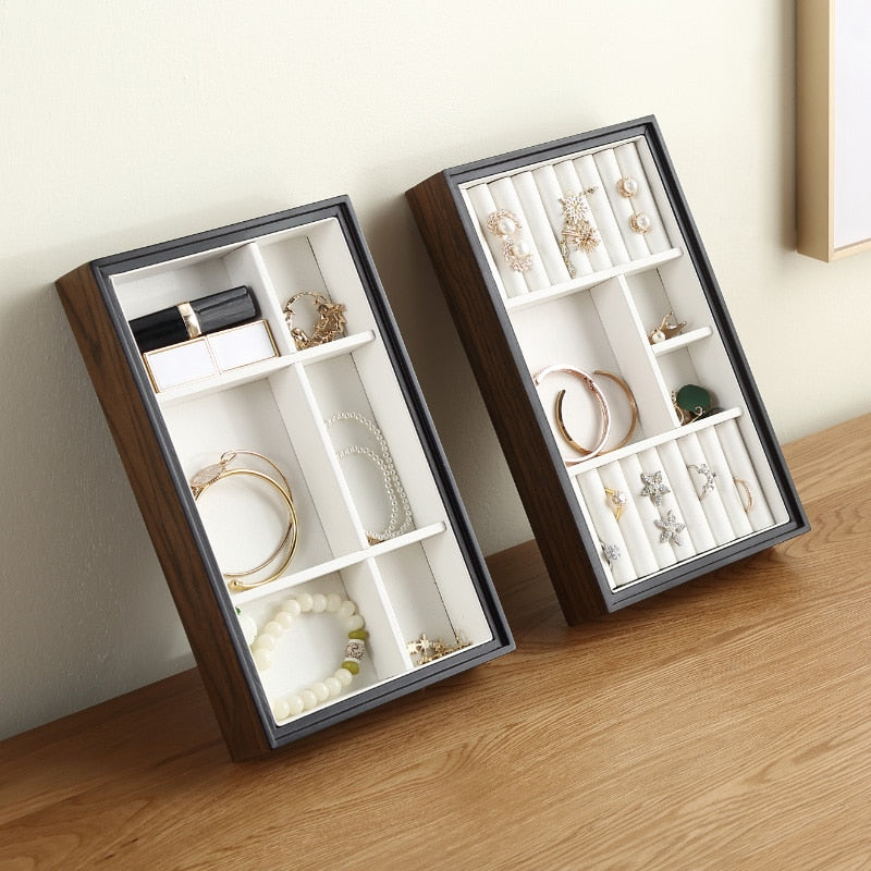 Plateaux Bois et Velours de rangement pour Bijoux