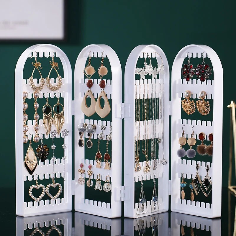 Présentoir plastique à Boucles d'Oreilles et Colliers coloris blanc