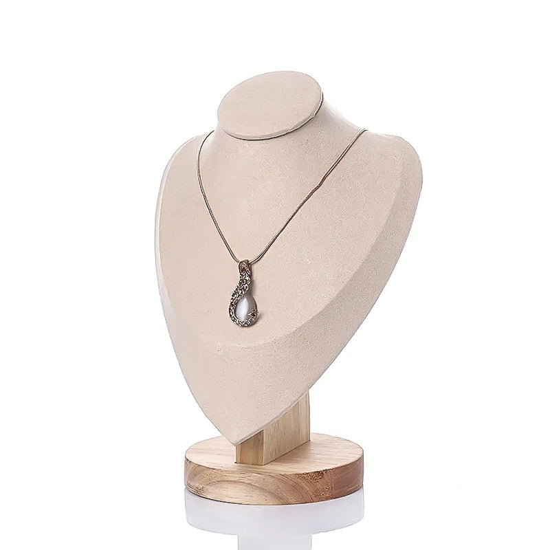 Présentoir à Collier en Velours beige Taille M