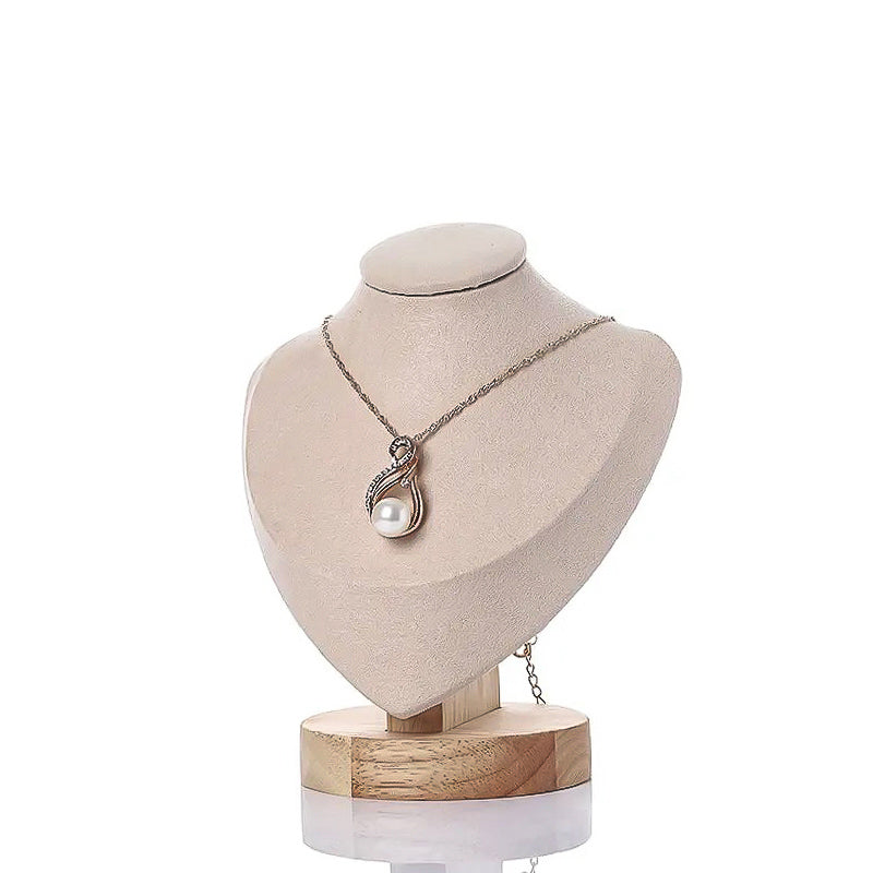 Présentoir à Collier en Velours beige Taille S