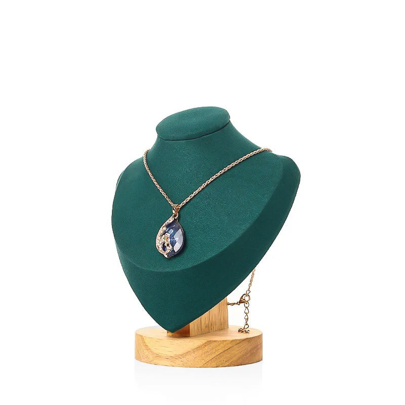 Présentoir à Collier en Velours vert Taille S