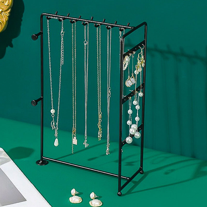 Présentoir à Colliers et Boucles d'Oreilles avec Cadre Métal noir